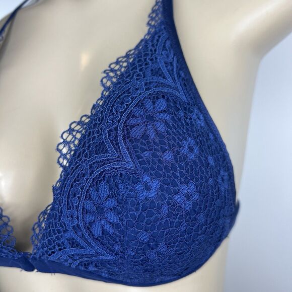 Victoria's Secret Front Close Lace Bralette Bra Size L Blue Body By Victoria - Picture 7 of 14